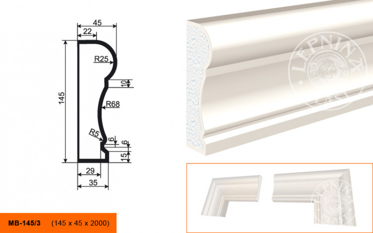 Молдинг Lepninaplast МВ-145/3
