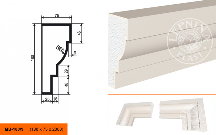 Молдинг Lepninaplast МВ-180/9