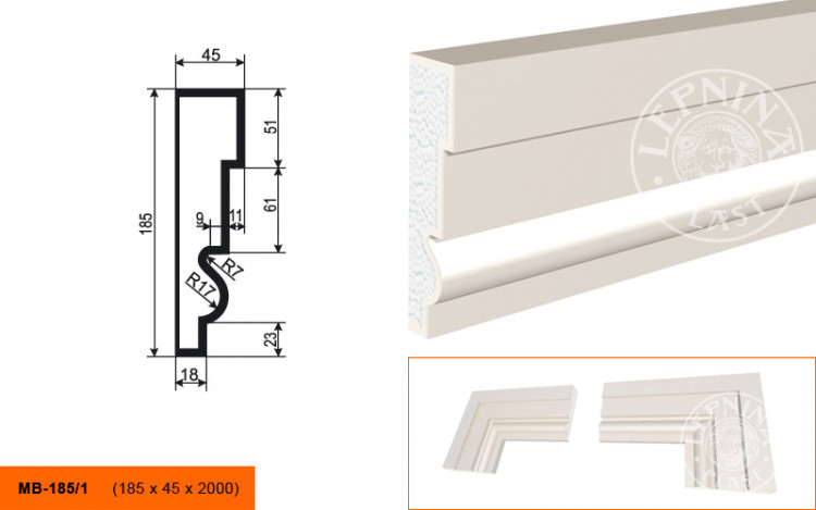 Молдинг Lepninaplast МВ-185/1
