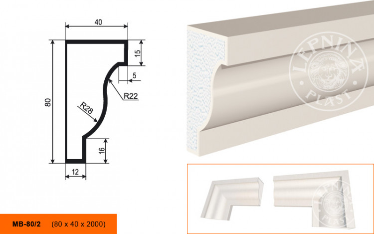 Молдинг Lepninaplast МВ-80/2