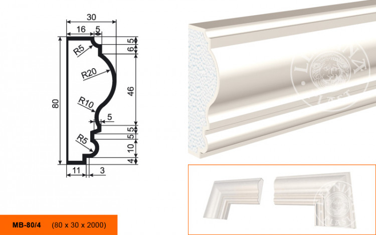 Молдинг Lepninaplast МВ-80/4