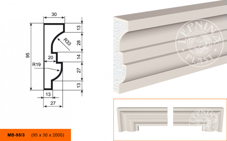 Молдинг Lepninaplast МВ-95/3