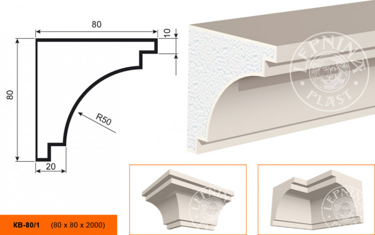 Карниз Lepninaplast КВ-80/1